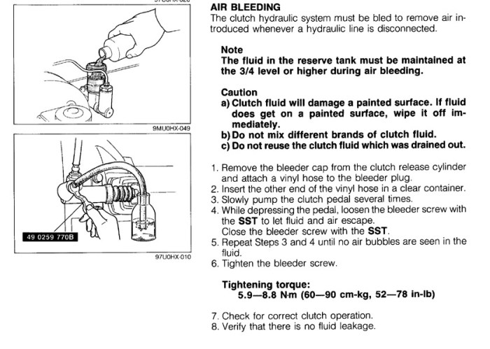 Bleeding a Clutch Grasp Cylinder A Information