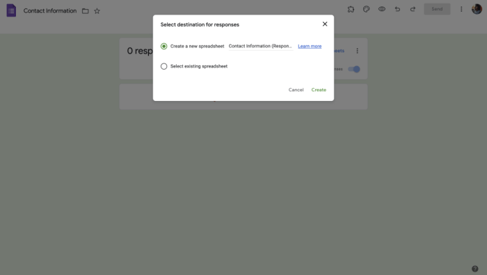 How to send contact form data to google sheets free
