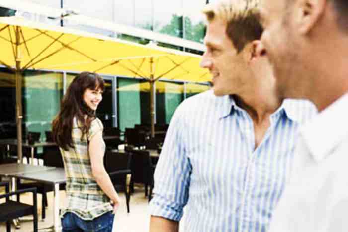 Flirting man girl street city flirt stock How to flirt with someone who lives in your building