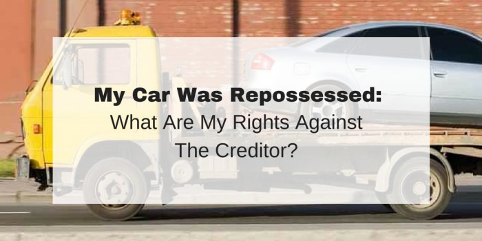 My car was repossessed for no insurance