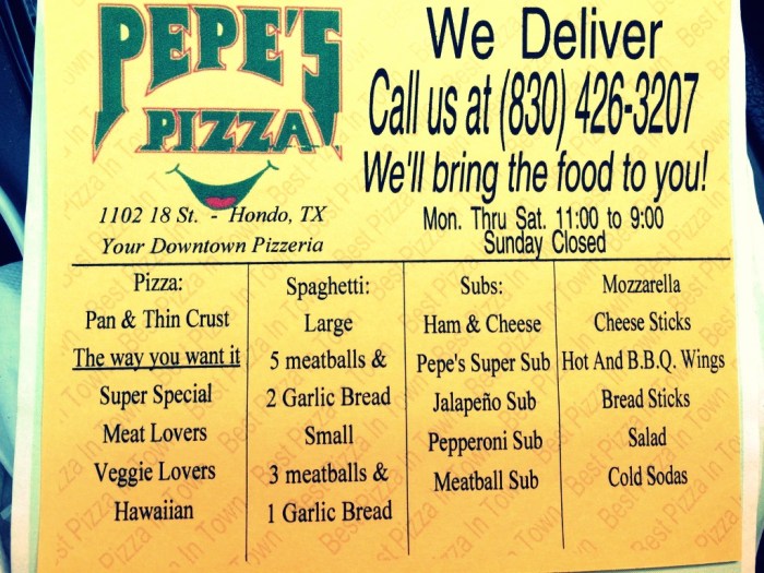 Pepes Pizza Hondo TX A Native Favourite