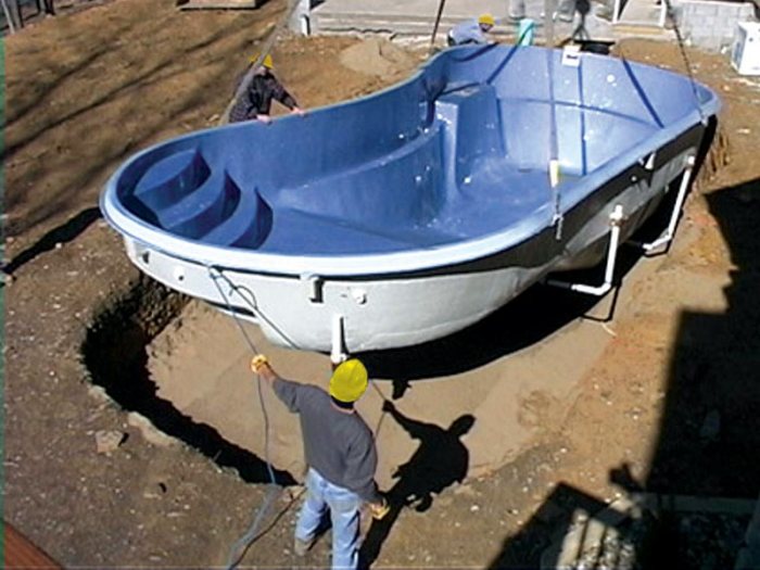 Plumbing fiberglass pools swimming hooked ready line set up Plumbing fiberglass pools swimming hooked ready line set up